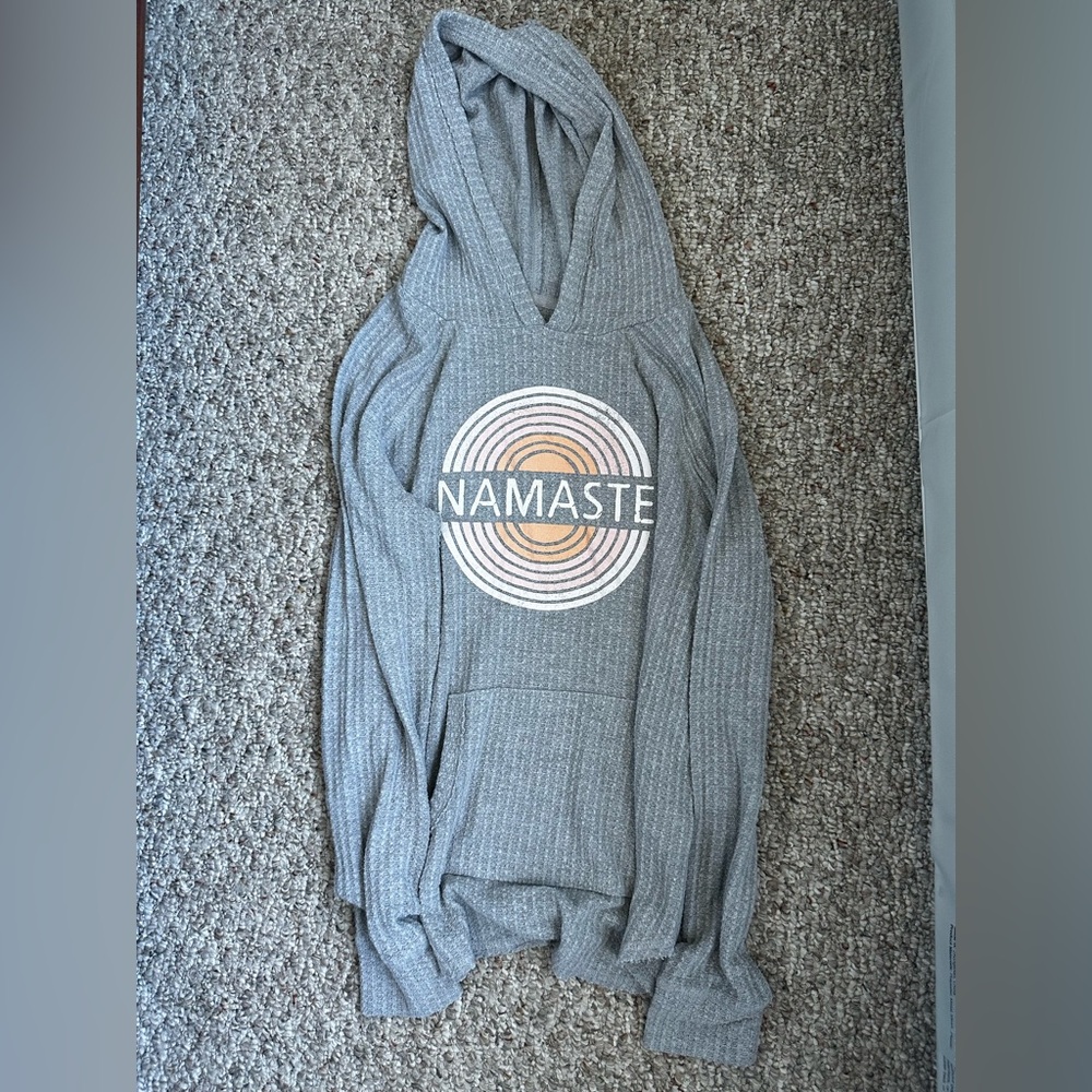 Waffle Knit Hooded Sweatshirt - Namaste - Picture 6 of 10
